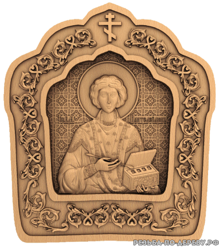 Резная икона Святой Пантелеймон #2 из дерева